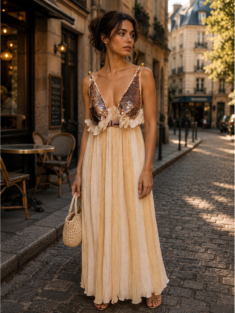 Louis Vuitton Nude Silk/Sequin Dress US 6/ IT 42/ EU 38/ UK 10